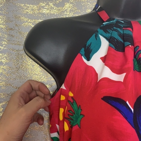 Armani Exchange Floral Print Halter Mini Belted Dress Size 4 - Picture 6 of 16